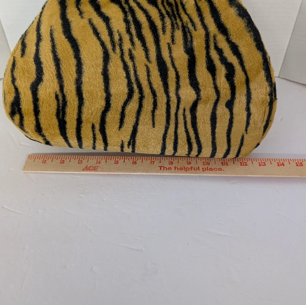 Vintage Fabric Animal Print Bag 1960s MOD ERA Handbag Faux Fur Amazing Handles - Picture 7 of 7